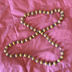 Yellow and Black Wooden Beaded Necklace
